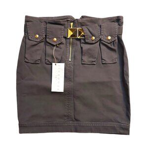 Richmond X Gray Cargo Mini Skirt w/ Bejeweled Belt Sz 42 NWT